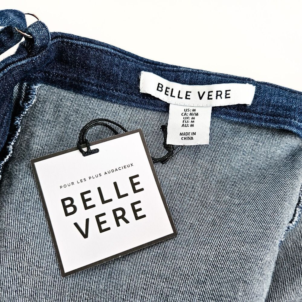 Belle Vere Denim Jean Crop Tank Top Women M Dark Wash Brand New - Picture 4 of 4
